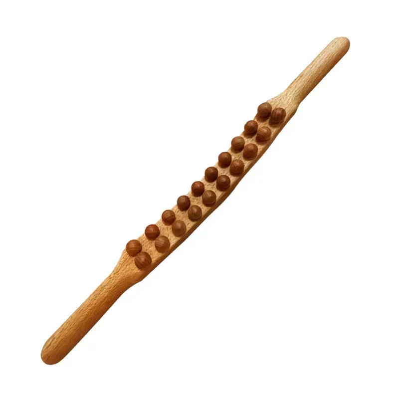 

20 beads Wooden Massager rod for Lymphatic Drainage Handheld Massage Stick Tools for Neck Back Pain Relief