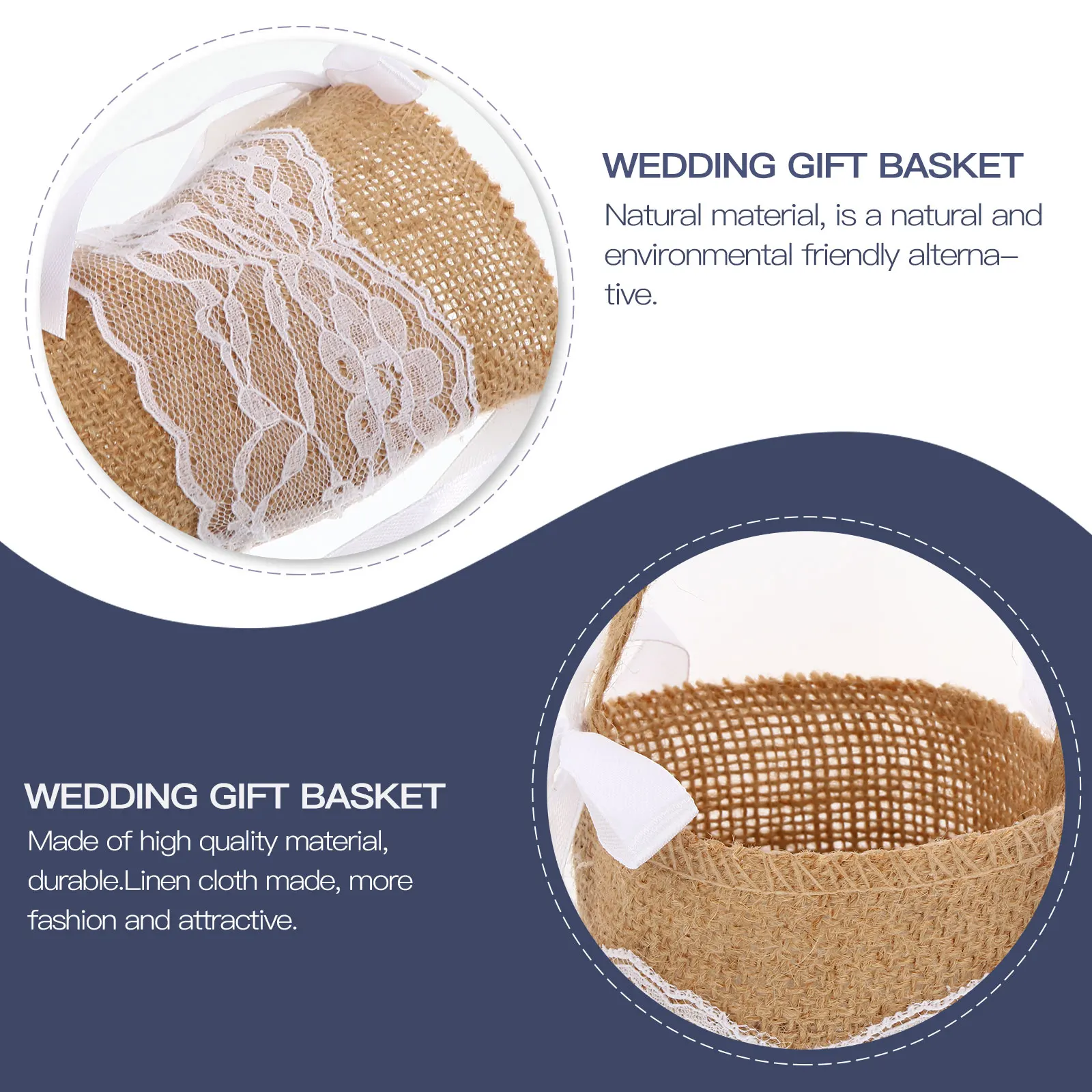 

2Pcs Photography Props Linen Candy Bags Wedding Storage Basket Burlap Flower Container Room Decoration Burlap Candy Basket