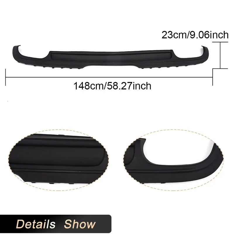 Car Rear Bumper Diffuser Lip Spoiler for Audi TT 8J Standard 2006-2010 Non-US Version Racing Rear Apron Lip Body Kit PU Black