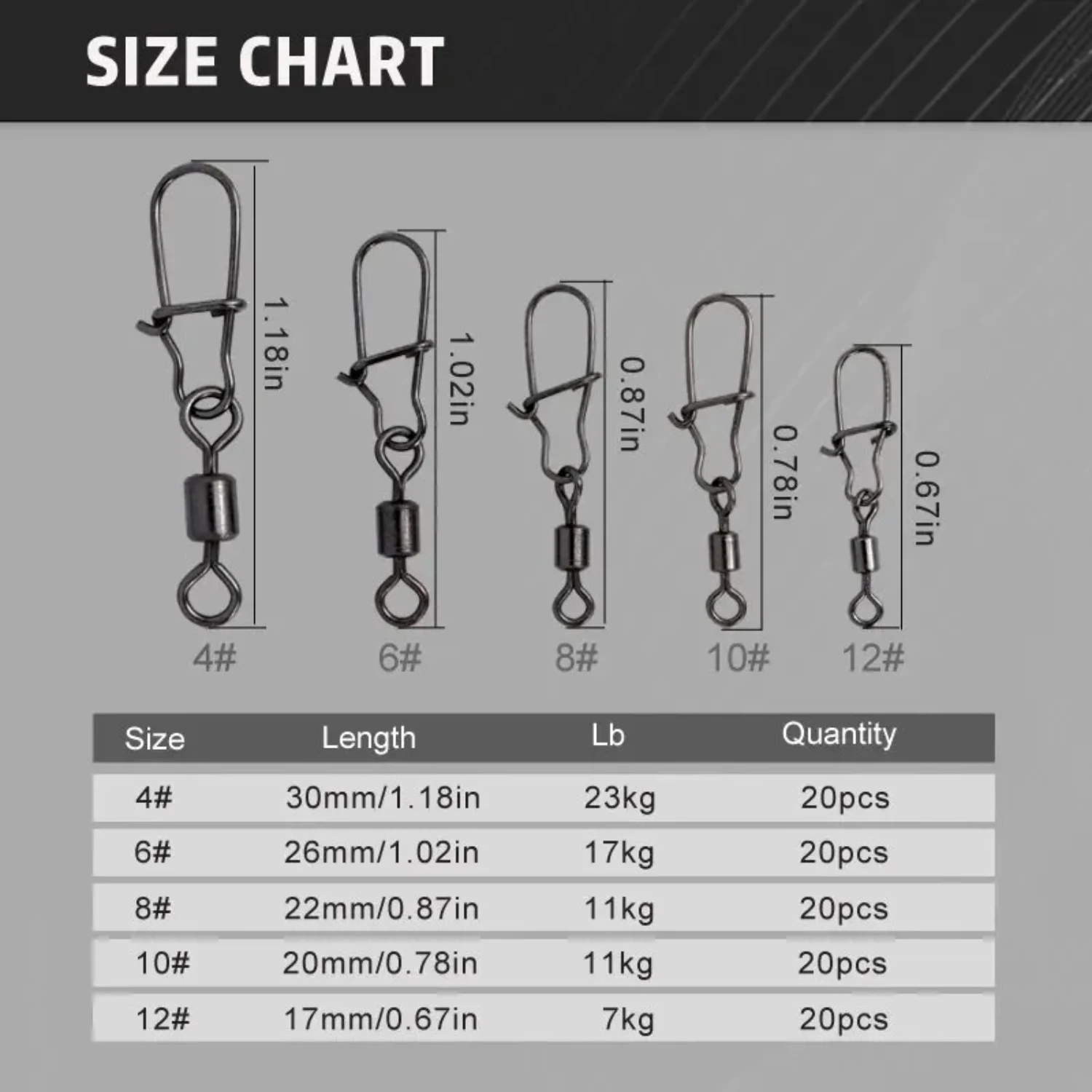 100PCS/Box Stainless Steel Fishing Connector Pin 4# 6# 8#10#12# Bearing Rolling Swivel With Snap Fishhook Lure Accessories Ajing