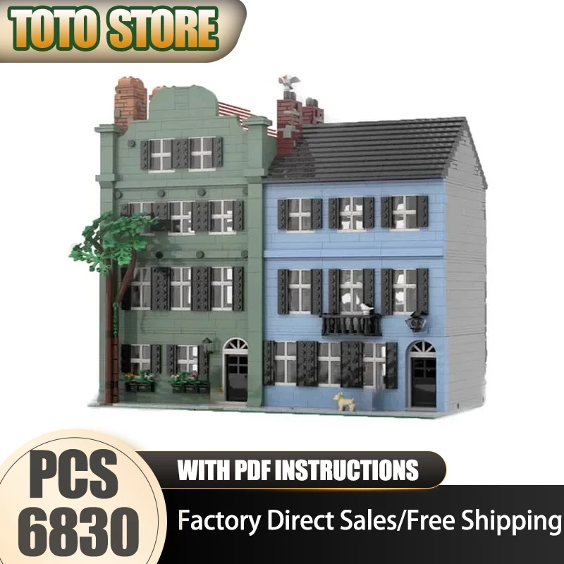 Famous City Street View Moc Building Blocks Rainbow Row Street #2 Model Technology Bricks DIY Assembly Toys Construstion Gifts