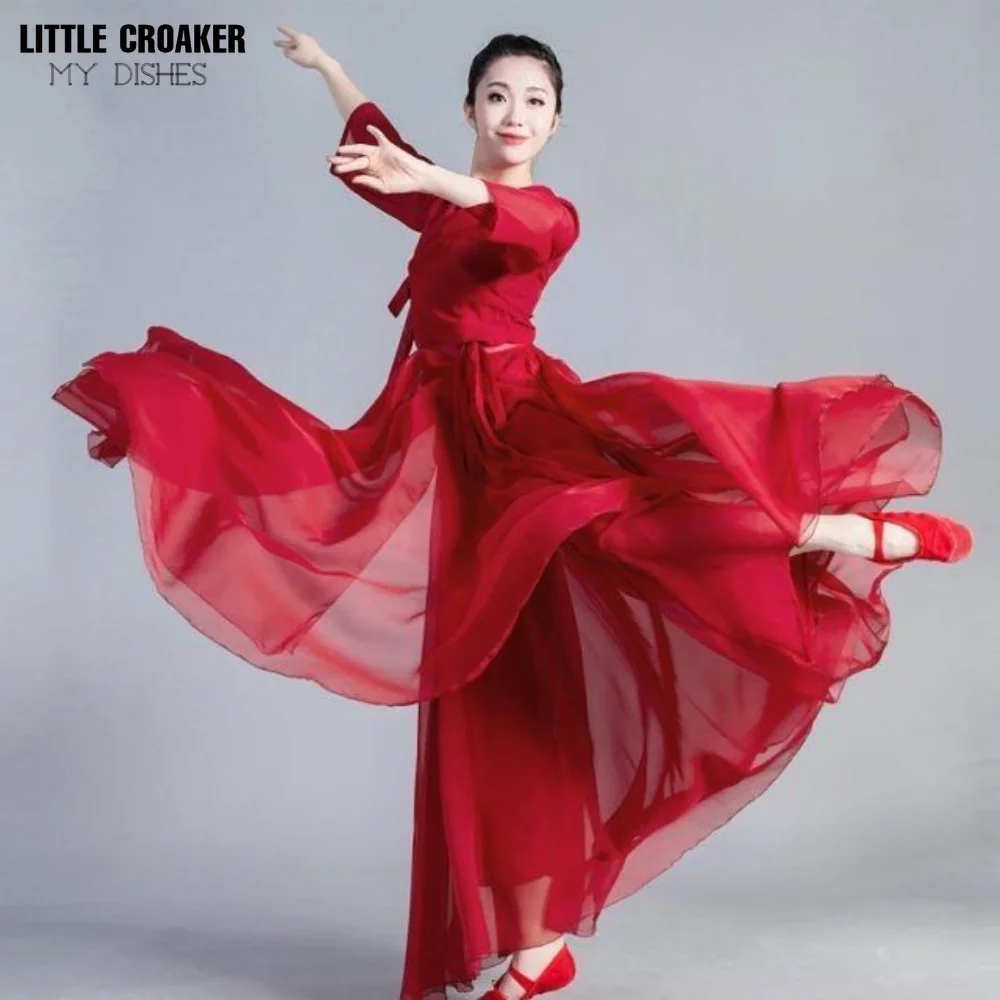 Traje de dança clássica feminina, roupas de prática, 720 fluindo, vestidos chineses, novos