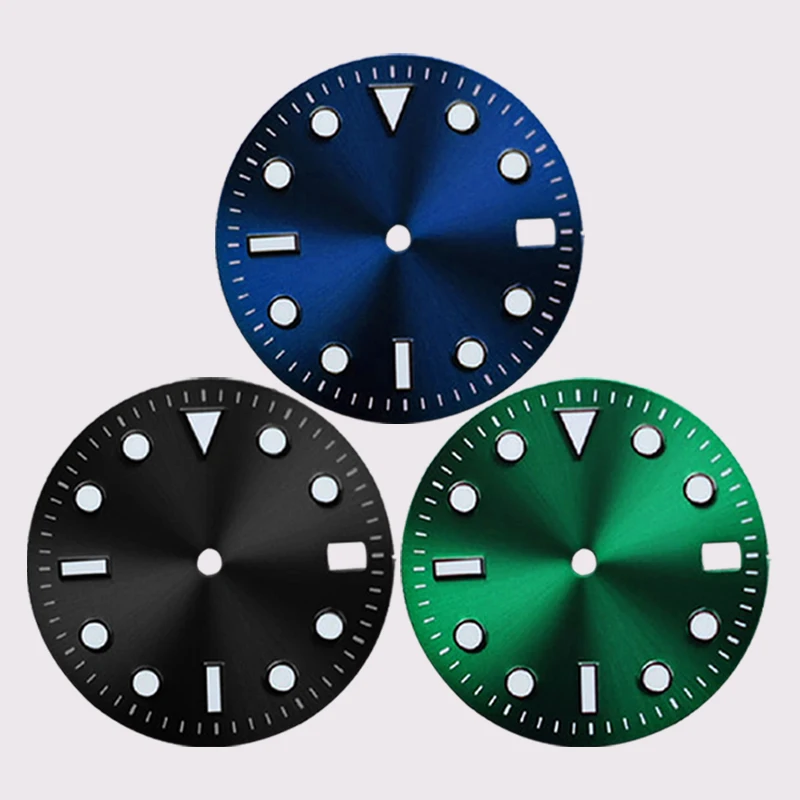 

29.1mm Single Calendar No LOGO Green Luminous Watch Dial Replacement Parts Suitable For NH34/NH35 Movement Repair Accessories