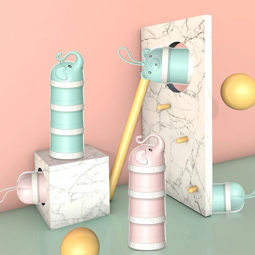 

3-слойный контейнер для хранения молока с мультяшной детской смеси для портативных путешествий - дозатор порошка для основных хлопьев