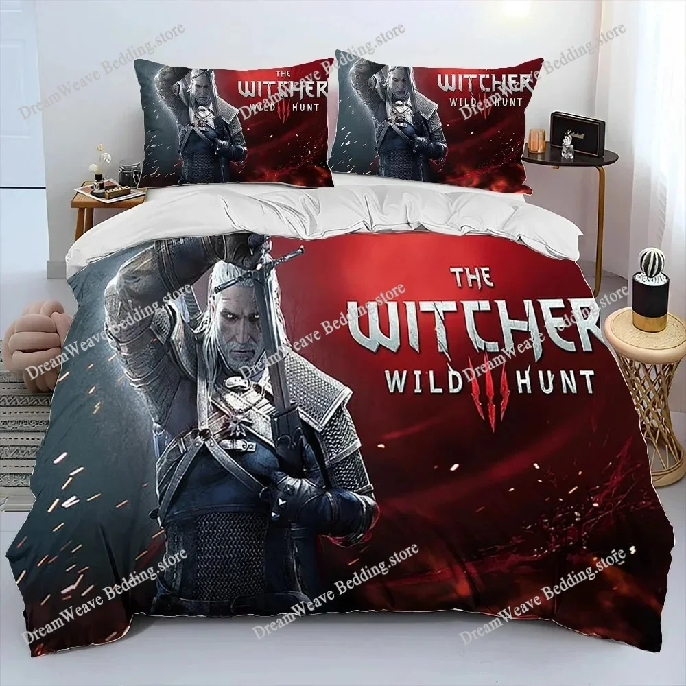 

3D The W-Witcher Game Gamer Cartoon Comforter Bedding Set,Duvet Cover Bed Set Quilt Cover Pillowcase,king Queen Size Bedding Set
