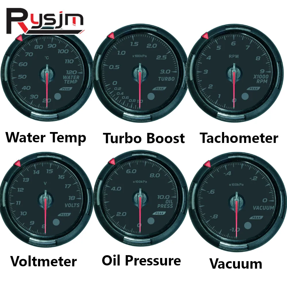 Customized 60MM Multi Gauge Water Temperature Turbo Boost Gauge Oil Exhaust Temp Oil Fuel Pressure Voltage RPM Vacuum Car Meters