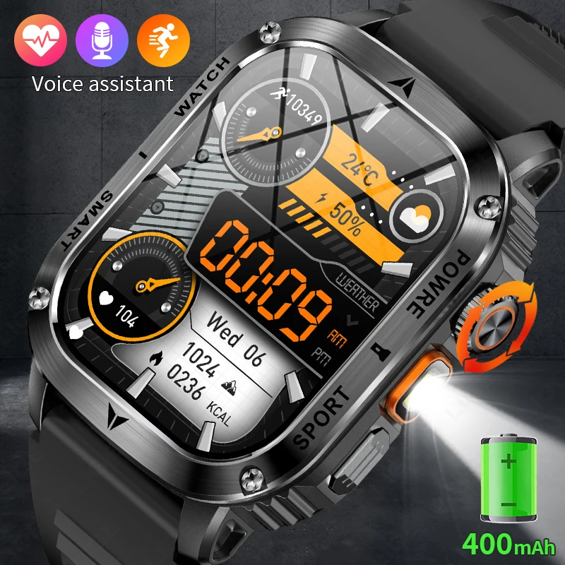 

Men's Smartwatch 2.01 Inch Large Screen Bluetooth Call Heart Rate Health Monitor Outdoor Exercise AI Voice Assistant