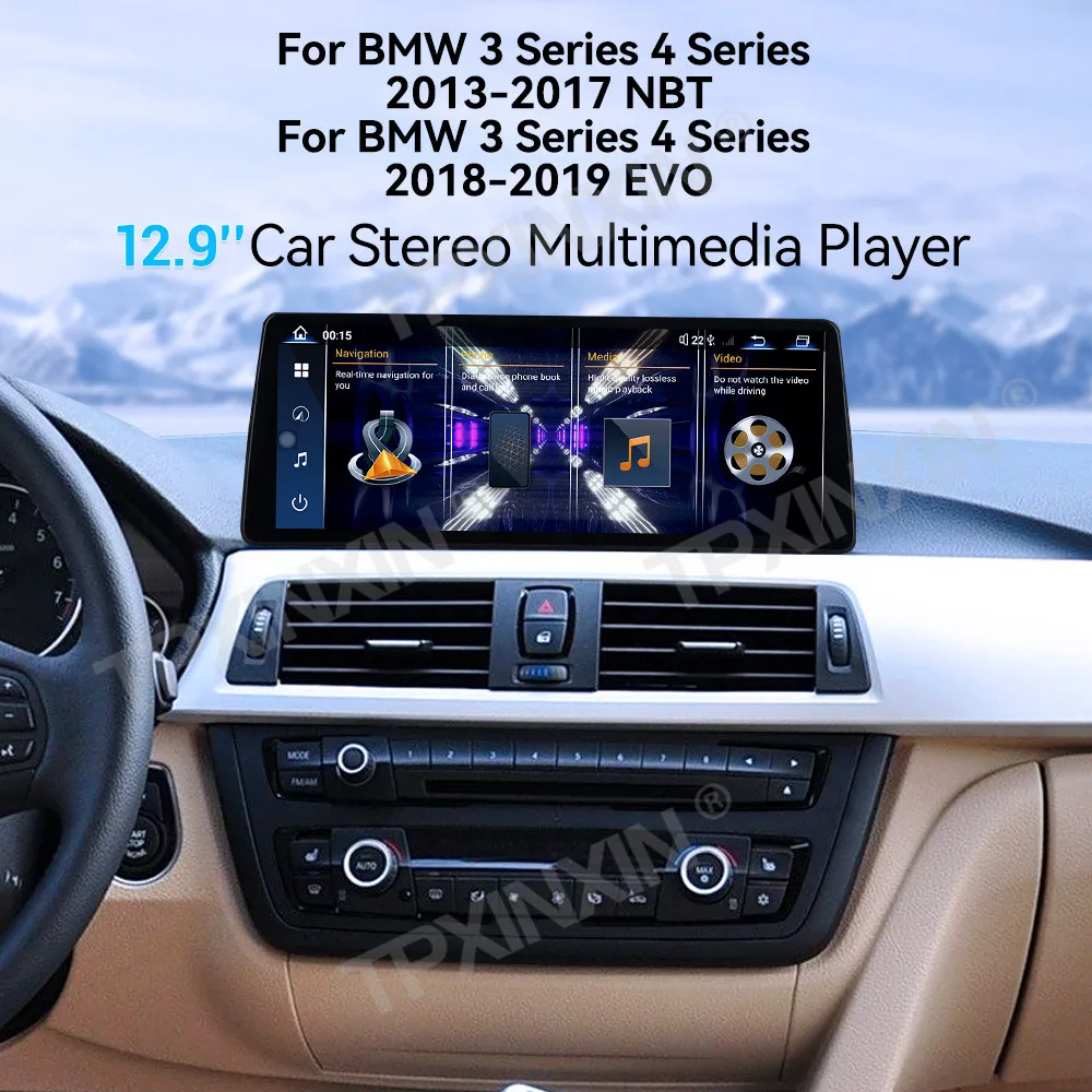 12.9 Inch Screen Car Radio For BMW 3 4 Series NBT EVO 2013-2019 Android Auto GPS Navigation Multimedia Stereo Receiver Head Unit