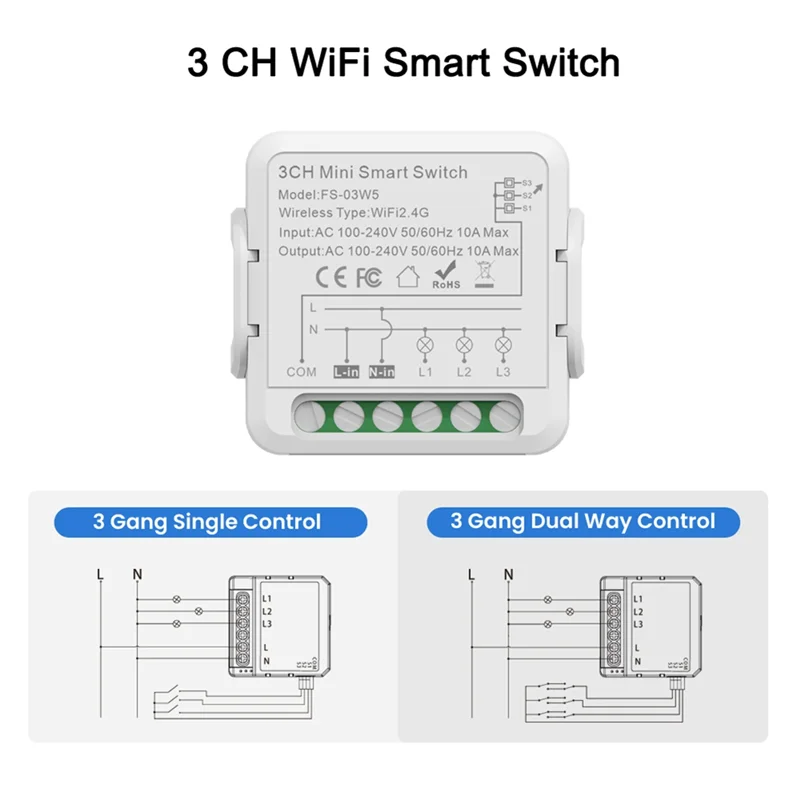 B63B-Tuya Smart Wifi Switch 1 2 3 4 Gang Smart Home, Casa Intelligente Interruttore FAI DA TE Supporta Controllo A 2 Vie Lavoro Vocale Per Alexa Google Alice 4CH