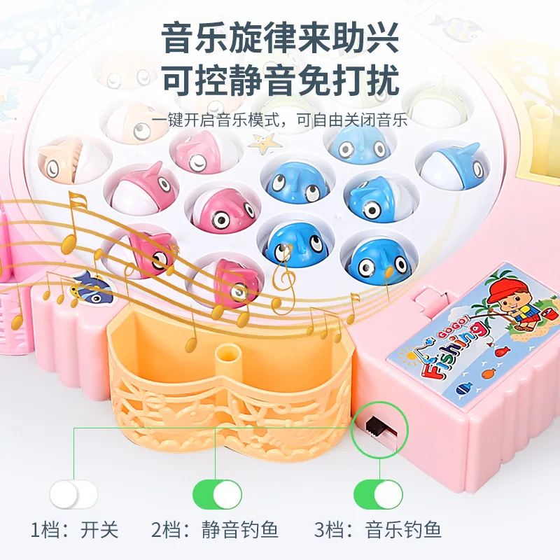 Giocattoli da pesca elettrici per bambini Gioco di pesca genitore-figlio Appendere o musica magnetica Gioco di canne da pesce per l'educazione precoce dell'asilo