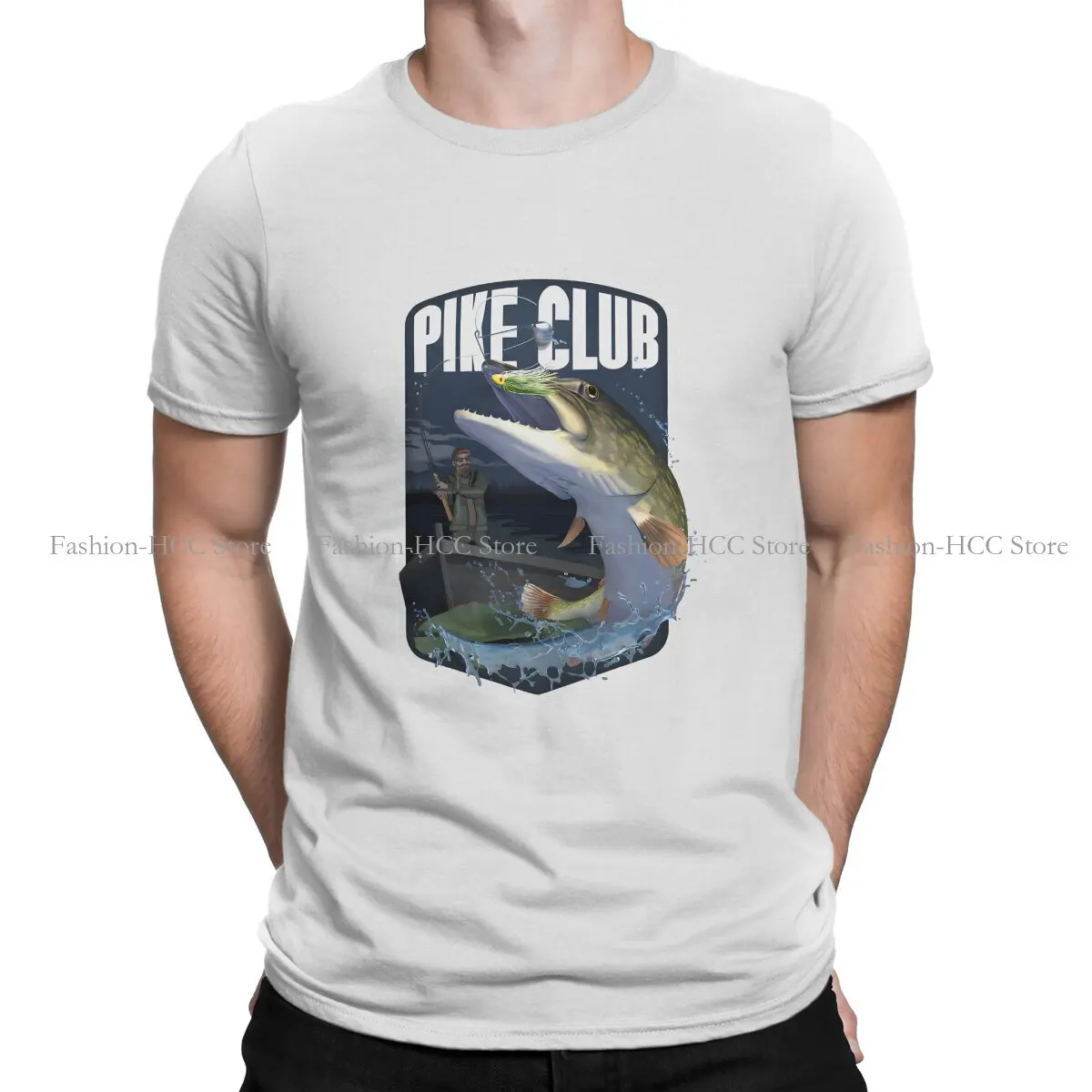 Northern Fisherman Round Collar TShirt Pike Hunter Fish Basic Polyester T Shirt Man's Tops