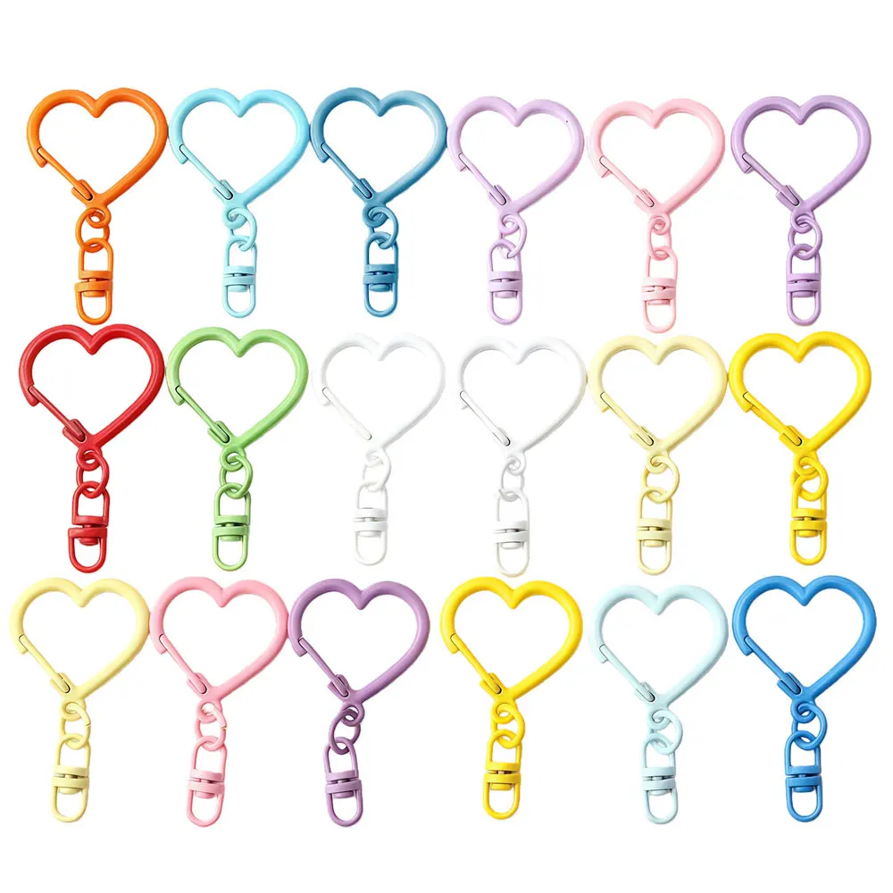 5/15/30pcs Candy Color Snap Hook Star Heart Keychain Lobster Clasp Hooks Key Ring Key Chain For DIY Jewelry Making Accessories