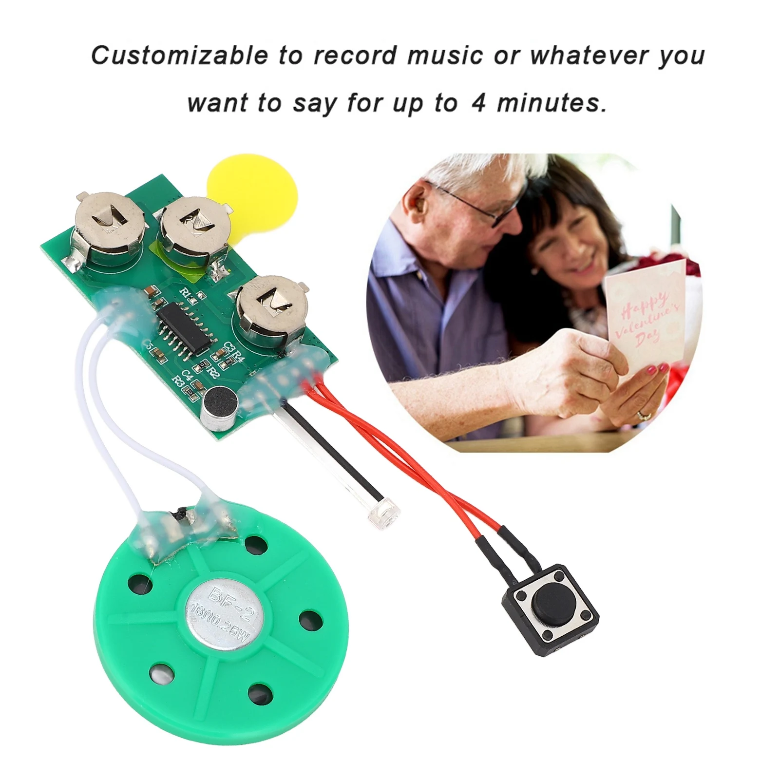 4 Minutes DIY Recordable Voice Module Recordable Voice Repeated Recording Voice Greeting Card for Gift Boxes Christmas Card