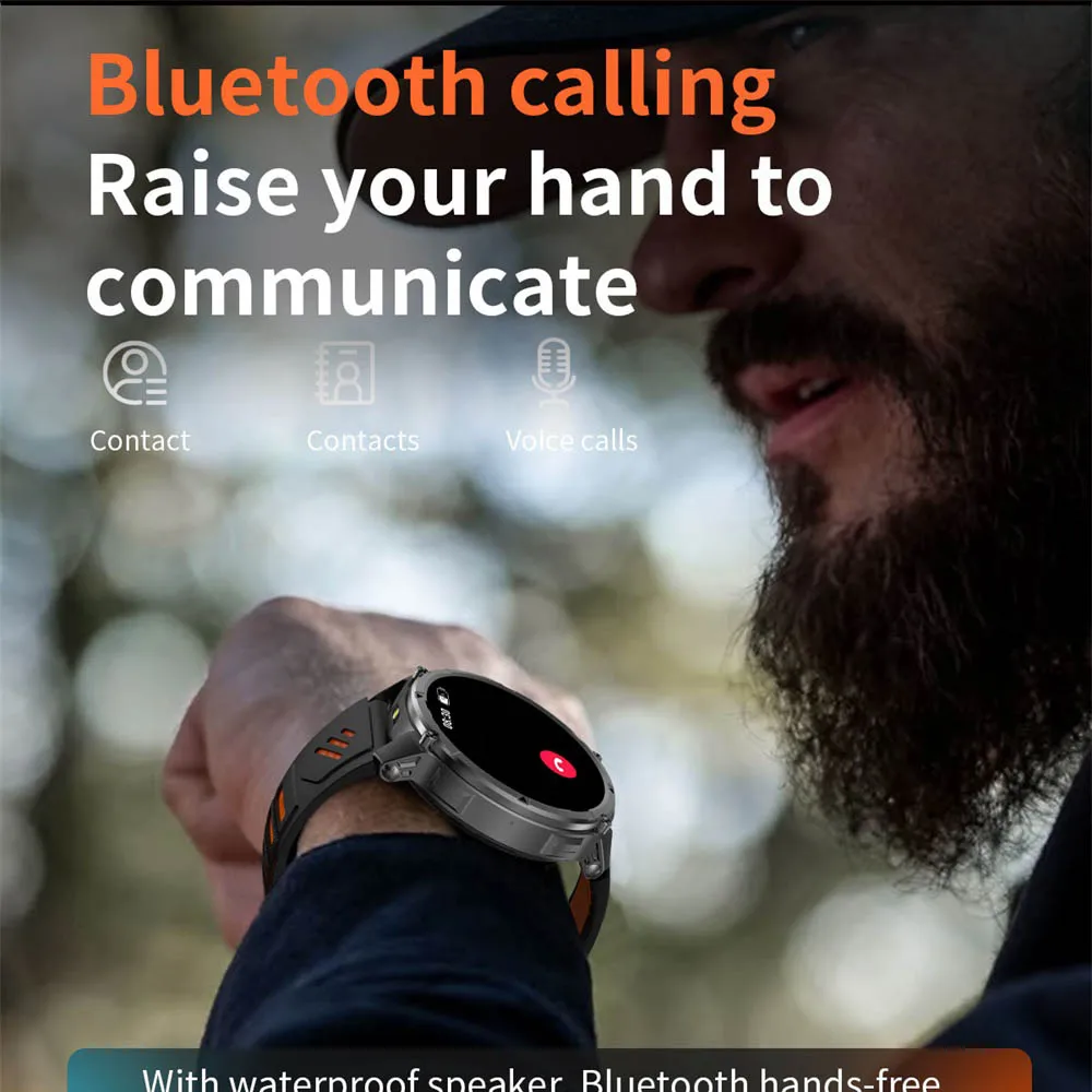 الرياضة البوصلة Smartwatch 1.7 بوصة 1100mAh بطارية BT دعوة في الهواء الطلق ساعة ذكية الرجال النساء مراقبة الصحة إضاءة مقاومة للماء مصباح يدوي