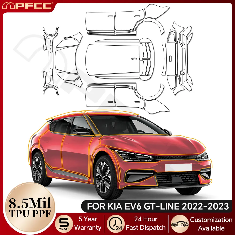 

For KIA EV6 GT-line 2022 2023 8.5Mil TPU Paint Protection Film Pre-cut PPF Car Body Anti-scratch Clear Bra Resistant Cover Kit