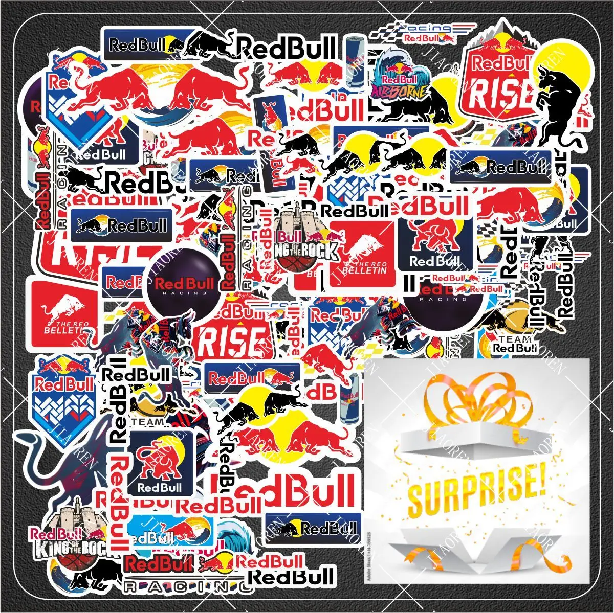 عاكس دراجة نارية ريد بول ملصق سيارة الكمبيوتر الثلاجة التمهيد ملصق مائي الحرة صندوق أعمى عدة لياماها هوندا سوزوكي