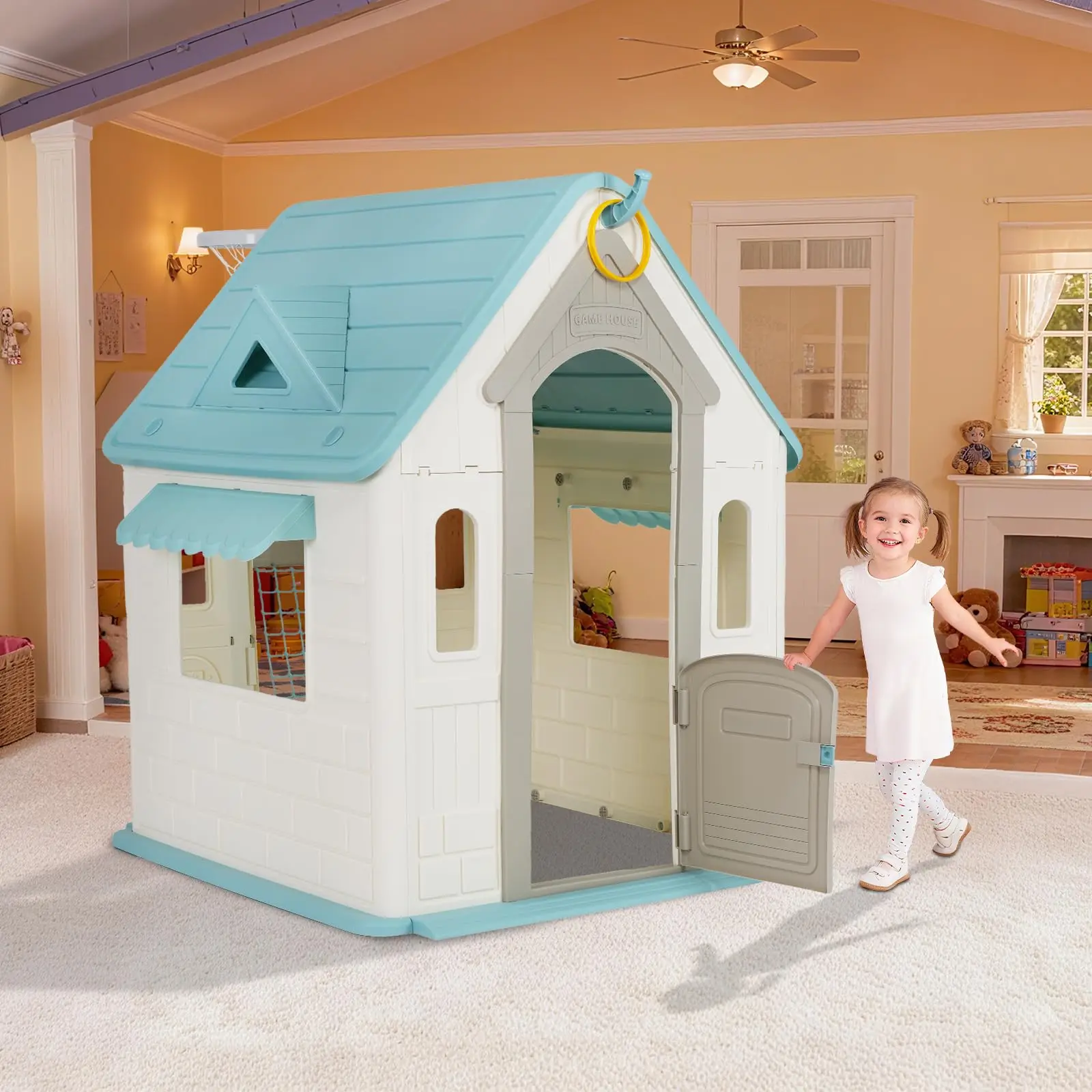 

Детский реквизит для фотосессии, игровой домик для малышей в помещении и на открытом воздухе, здание навыков, творческая игра с магнитным дартсом, баскетбольное кольцо