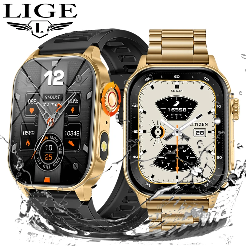 

LIGE Smart Watch For Men Women 2.01" HD Display Health Monitor Sports Fitness Watches AI Voice Bluetooth Call Man Smartwatch New