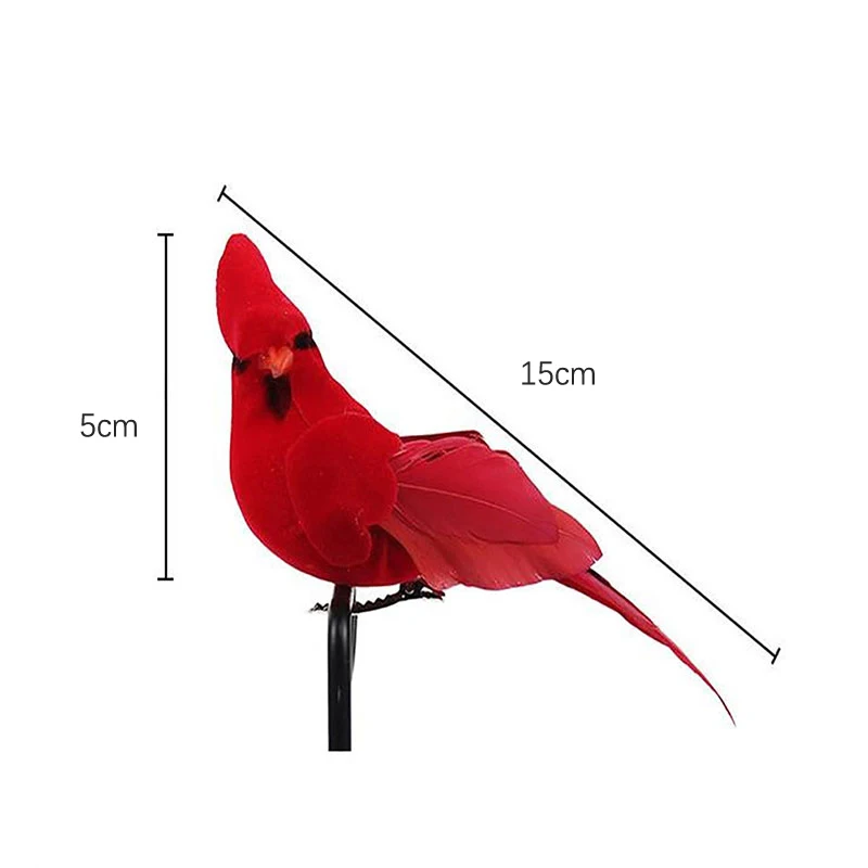 Red Realistic Foam Feather Parrot Figurine - Imitation Bird Model for Garden Home Office Desktop Decor