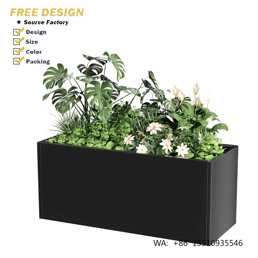Bright Star Living Heavy-duty Wrought Iron Classic Rectangular Planter Box Removable Insert Frame Metal Planter Box for Outdoor