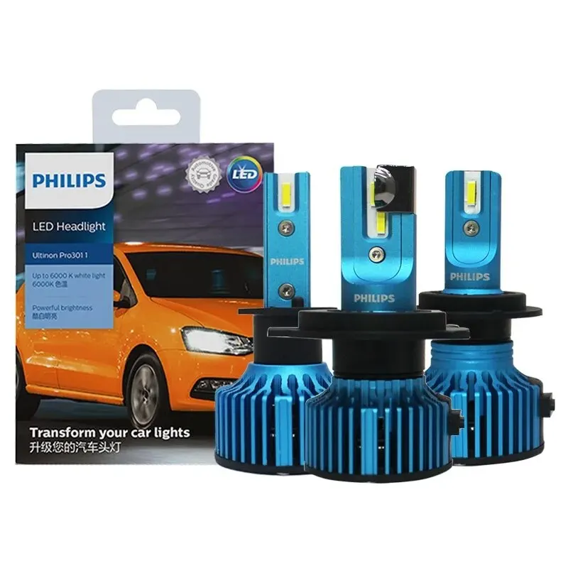 Philips-faro LED para coche, lámpara blanca brillante, Original, H1, H4, H7, H11, HB3, HB4, HIR2, Ultinon Pro3011, 9005, 9006, 9012, 6000K, 2x