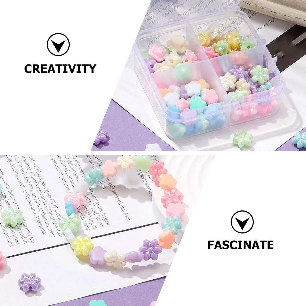 1 صندوق زهرة على شكل الخرز الاكريليك DIY لوازم الحرفية لصنع المجوهرات سوار المواد الملونة خزر عازل الاطفال اليدوية #3