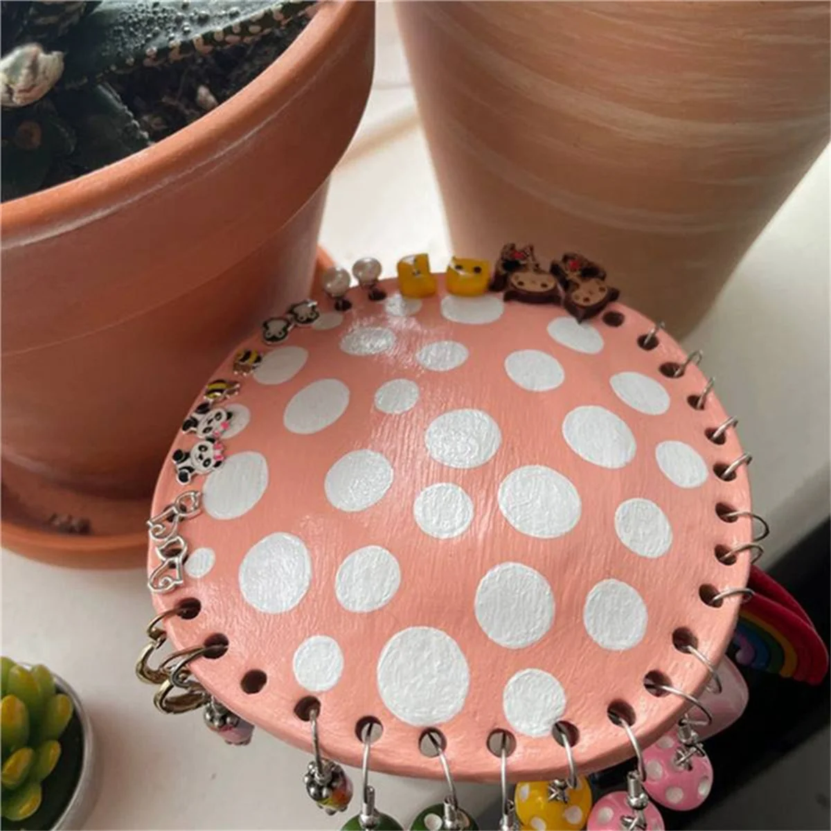

Mushroom Earring Stand Jewelry Storage Rack Display Stand Home Desktop Jewelry Jewelry Resin Storage Decorations Pink