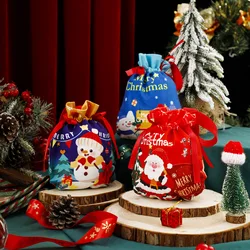 2025 New Christmas Santa Sack Children Xmas Gifts Candy Stocking Bag Exquisite Santa Claus Velvet Christmas Candy Bag