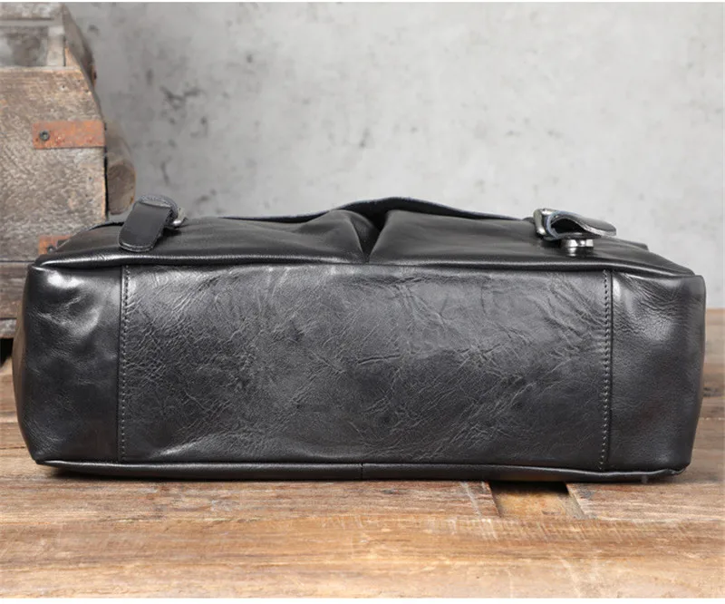 Porte-documents en cuir véritable pour hommes, sac à main en peau de cercle naturelle, sacs de messager noirs pour ordinateur portable, affaires de