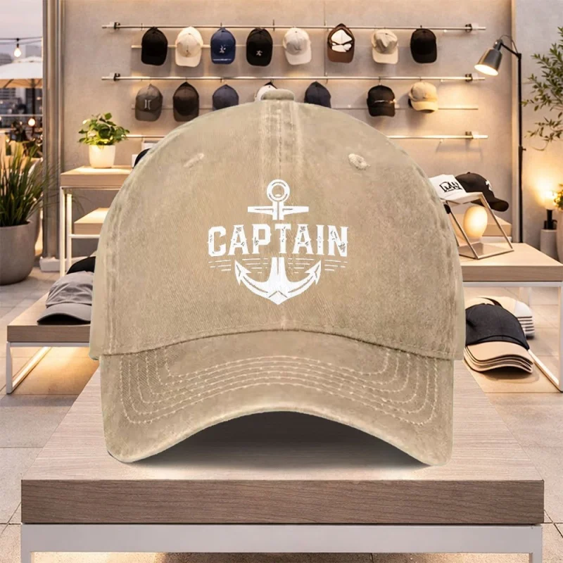 Adjustable Duckbill Baseball Cap with CAPTAIN Anchor Design – Lightweight Nautical Unisex Hat for Men & Women