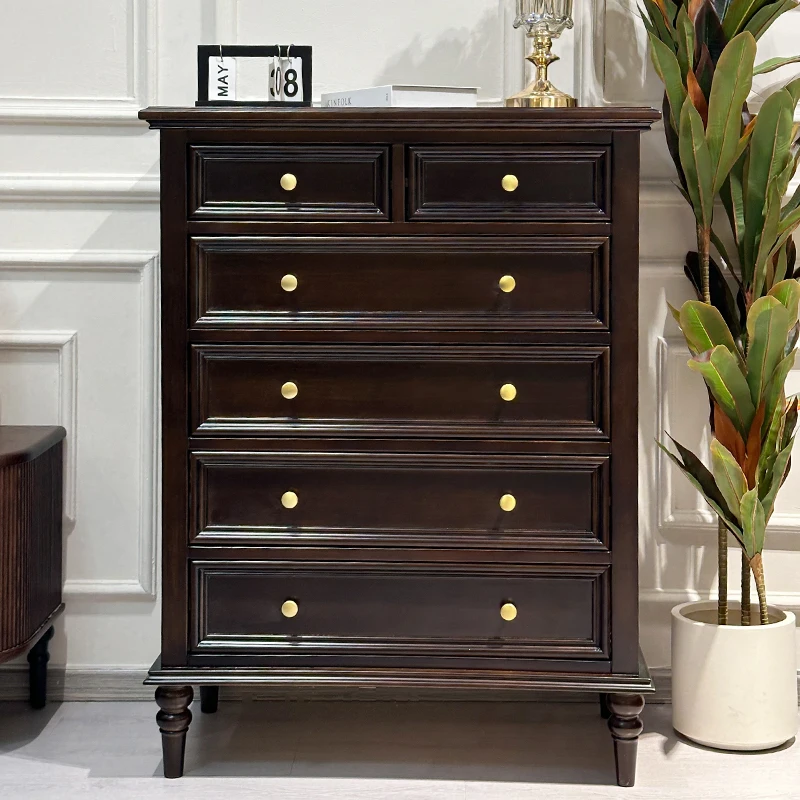 

solid wood chest, entrance six-bucket cabinet, side cabinet with drawers, large-capacity retro and simple, American medieval