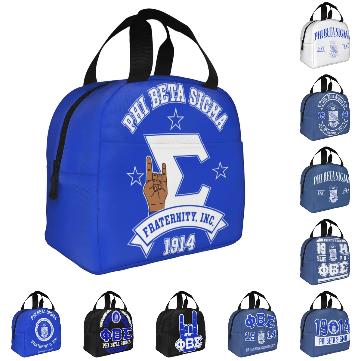 Phi Beta Sigma PBS Fraternity Lunch Bag Large Capacity Waterproof Thermal Insulation Food Storage Box School Adults Kids Unisex