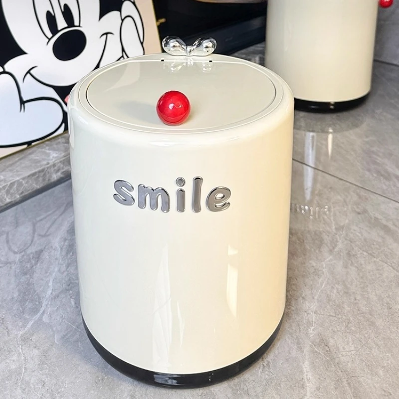 Modern trash can home bedroom, living room light luxury high-end with lid high aesthetic value kitchen office paper basket home