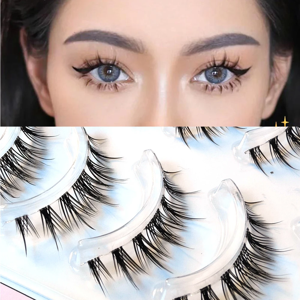 5 paia Clear Band ciglia finte Natural look Eye Lashes Extension Fluffy Soft Cross Manga Lashes Wispy Eyelash Extension