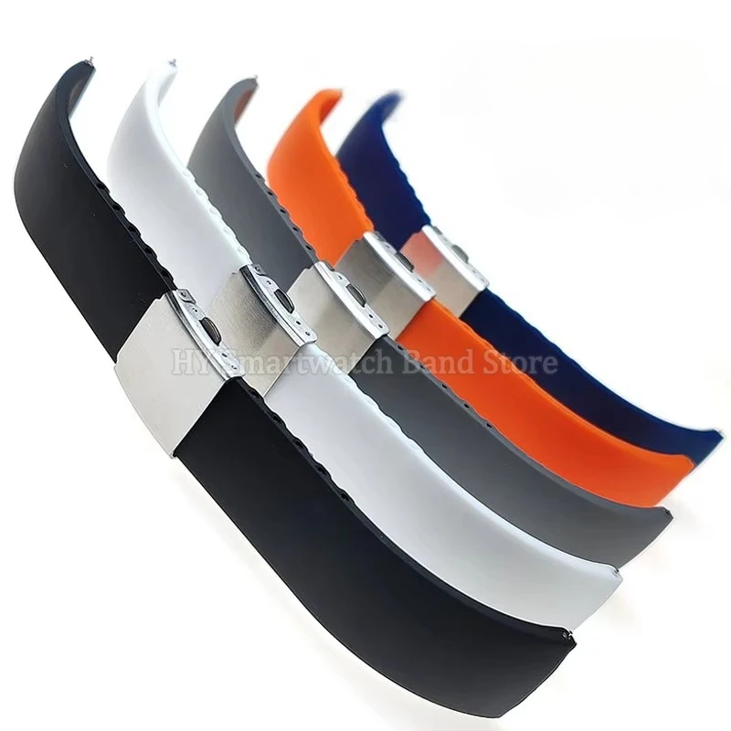 18mm 20mm 22mm 24mm Silicone Watch Strap for Seiko for Huawei GT4/3/2 Sport Quick Release Bracelet Dustproof Rubber Wrist Band