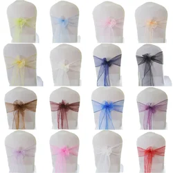 (50/100pcs) Organza Chair Sashes Bow Knot for Wedding Party Event Banquet Decoration Hotel Outdoor Party Chair Decors Supplies