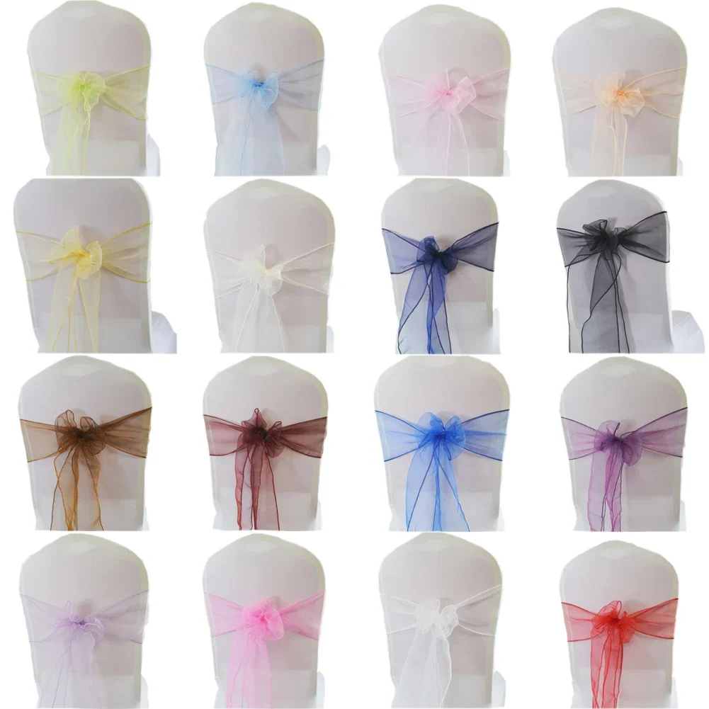 (50/100pcs) Organza Chair Sashes Bow Knot for Wedding Party Event Banquet Decoration Hotel Outdoor Party Chair Decors Supplies