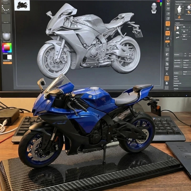

Металлическая модель мотоцикла Yamaha R1 в масштабе 1:12 с амортизацией, игрушка для мальчика, подарок, настольное украшение, декор