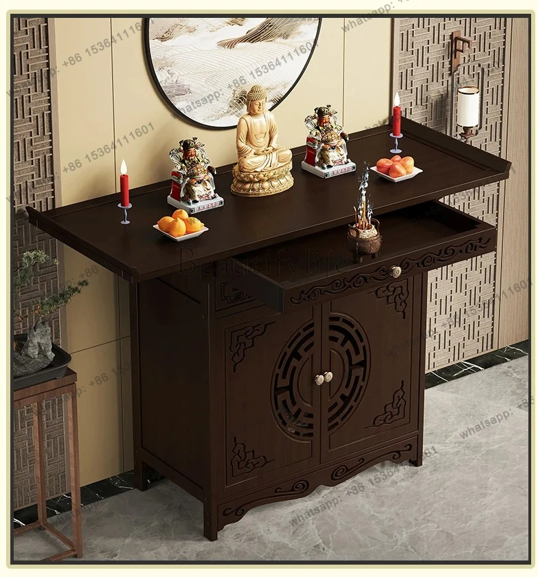 Buddhist shrine vertical cabinet household God of Wealth offering table incense table Guanyin Bodhisattva offering table