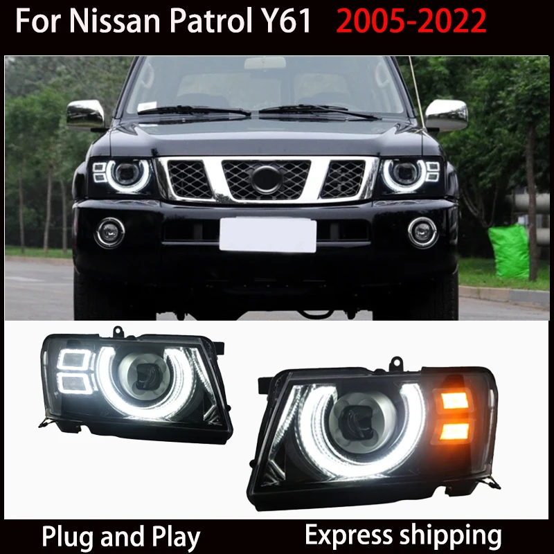 

Модель автомобиля, фара для Nissan Patrol Y61, фары 2005-2022, светодиодные DRL DRL, указатель поворота, высокие автоаксессуары