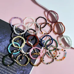 2mm Round Natural Stone Wedding Rings for Women Multi Color Handmade Jewelry Stainless Steel Statement Ring Party Gift Wholesale
