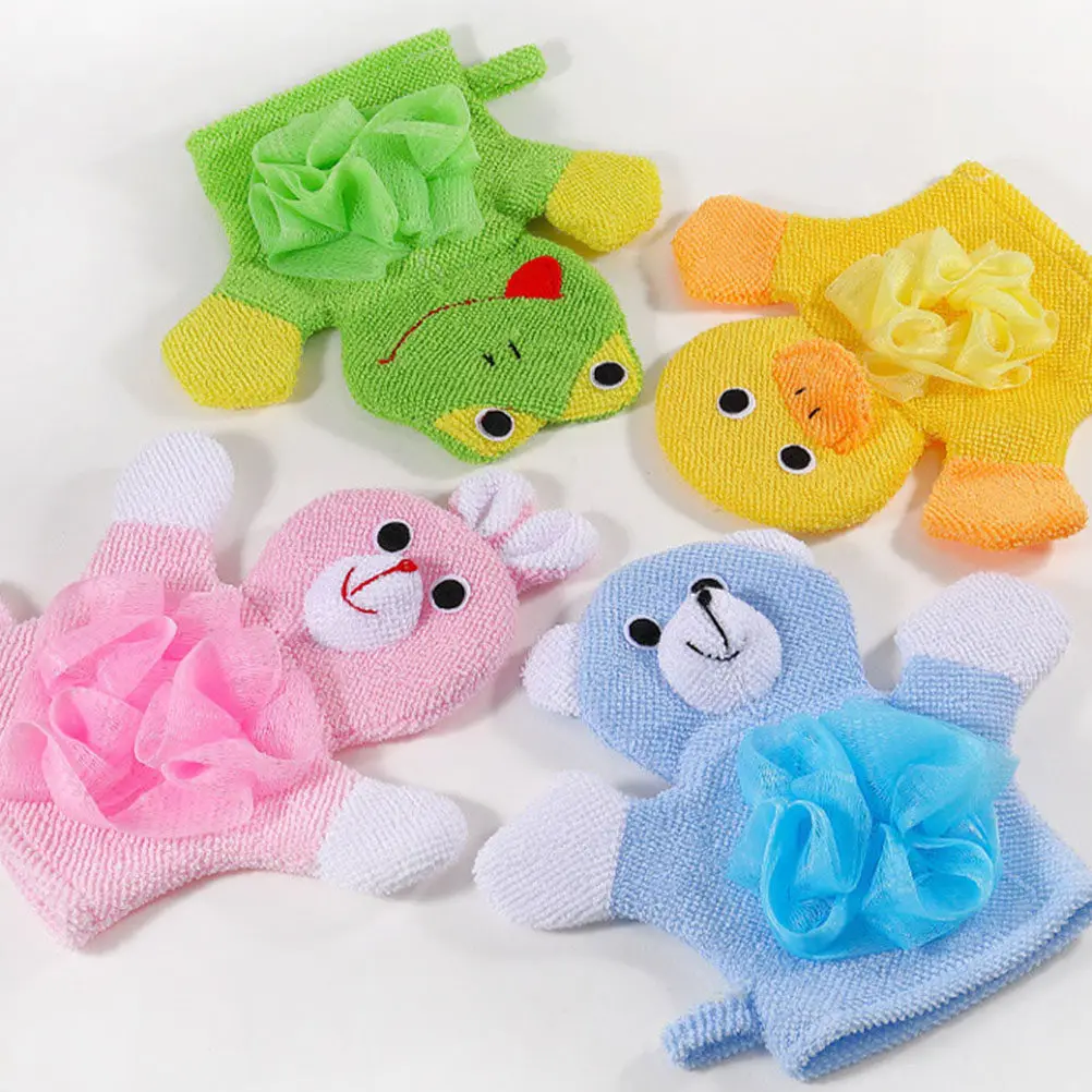 

Набор из 2 мультяшных детских мочалок-полотенец для ванны, комфортные, пенообразующие, отшелушивающие, для домашнего использования, для очищения кожи