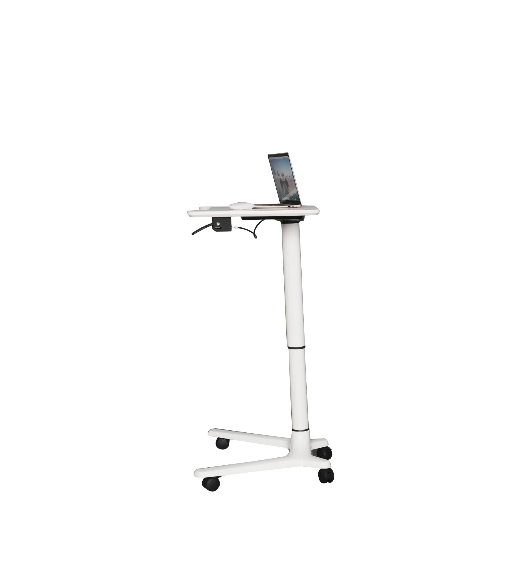 Pneumatic height-adjustable desk, height-lifting, stand-up, movable computer desk, white learning, reading, home desk