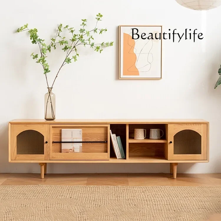 

muebles de salónNordic Solid Wood TV Cabinet Modern Living Room Floor Visual Cabinet