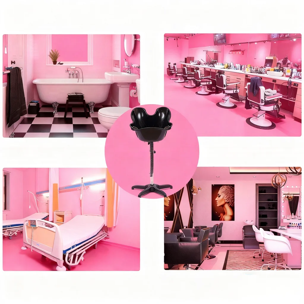 حوض غسيل الشعر البلاستيكي بارتفاع قابل للتعديل، حوض رفع الشعر مع حامل من الفولاذ المقاوم للصدأ لكبار السن والنساء الحوامل