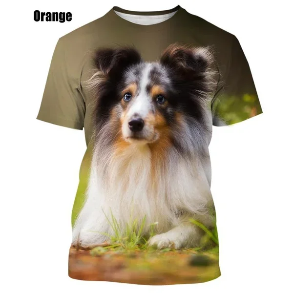 Fashion Casual T Shirt Cute Sheltie Dog 3D Printed Men\'s Short Sleeve PersonalityBorder Collie Harajuku Style Streetwear Top