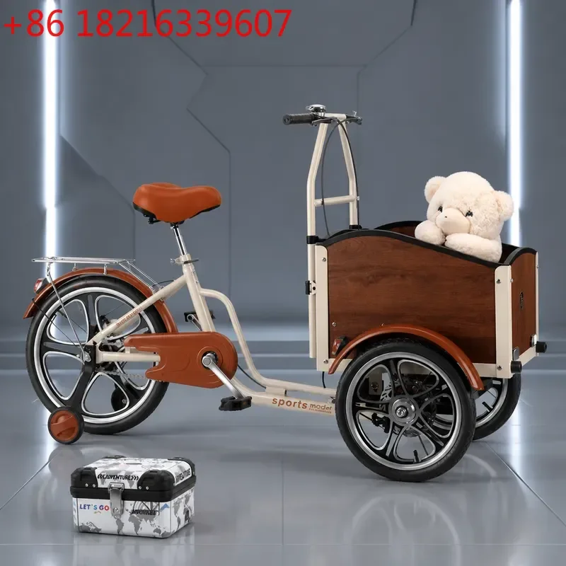 Pingxiang European Style Reverse Riding Tricycle with Storage Trunk Human Powered Three Wheeler for Outdoor Leisure and