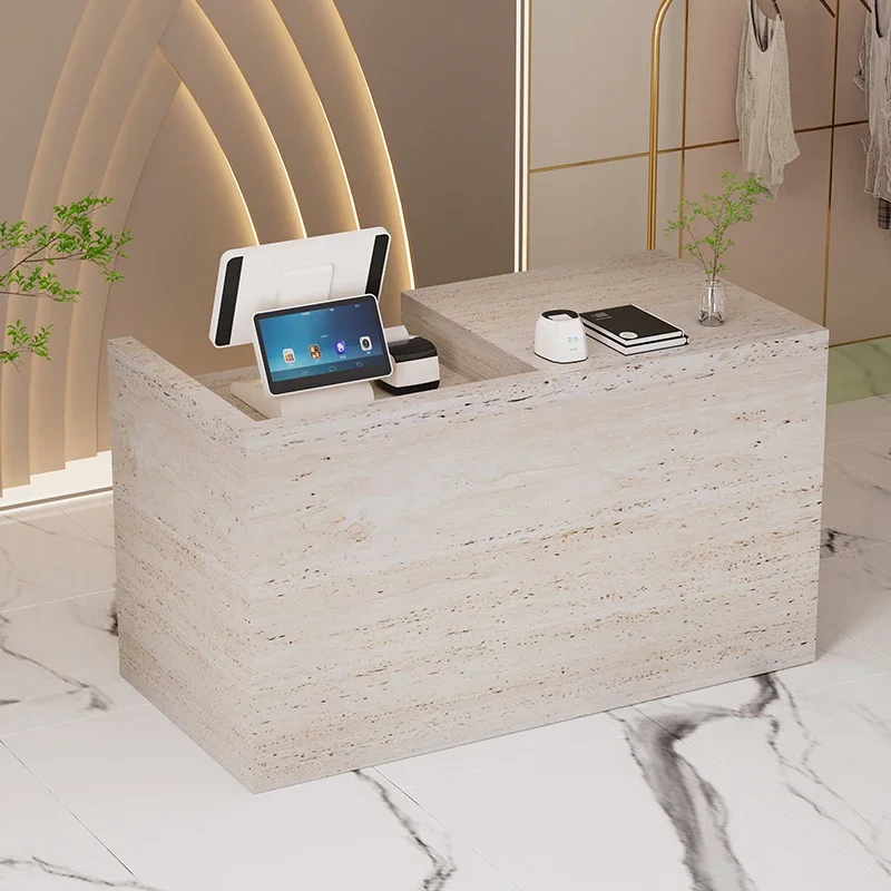 

Checkout Counter Supermarket White Reception Desk Lectern Simple Hairdressing Recepcion Mostrador Minimalist Furniture Bar