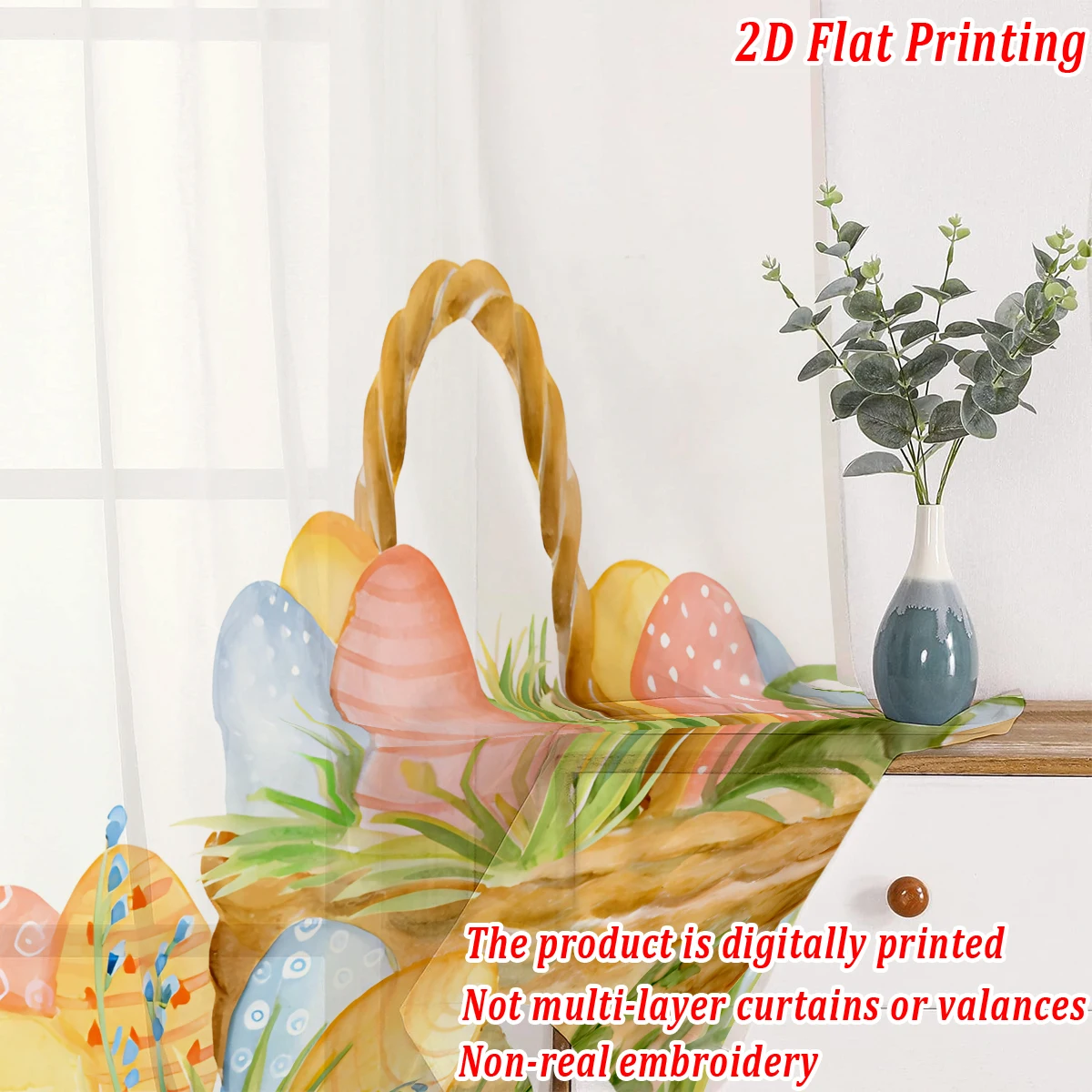 Tenda trasparente con stampa piatta di fiori gialli, tessuto leggero, per la decorazione di porte e finestre di casa, camera da letto del soggiorno