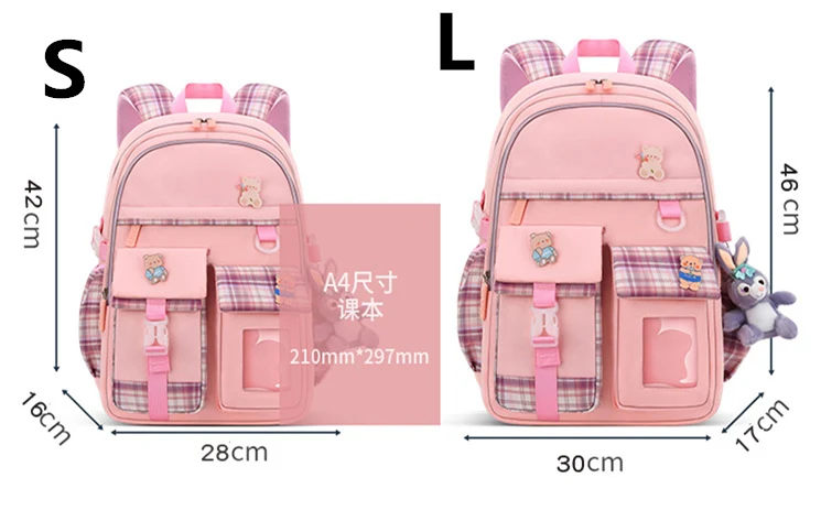 Imagem -06 - Bonito Urso Bolsas de Escola para Adolescentes Meninas Crianças Mochila Xadrez à Prova Impermeável Água Crianças Ortopedia Mochilas Escolares Mochila